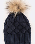 EMMEZ Raccoon Fur Raised Knit Soft Beanies