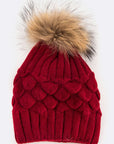 EMMEZ Raccoon Fur Raised Knit Soft Beanies