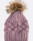 EMMEZ Raccoon Fur Raised Knit Soft Beanies