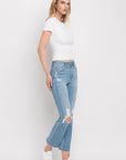 Flying Monkey High Rise Distressed Cropped Straight Jeans
