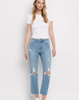 Flying Monkey High Rise Distressed Cropped Straight Jeans