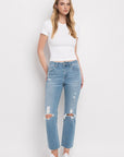 Flying Monkey High Rise Distressed Cropped Straight Jeans