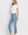 Flying Monkey High Rise Distressed Cropped Straight Jeans