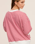 La Miel Crew Neck Stripe Short Sleeve Top