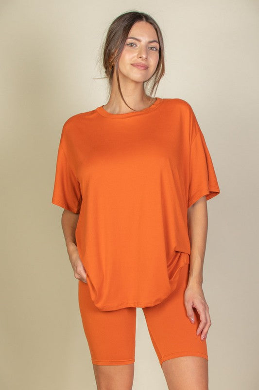 Loose Fit Top Oversize Shirt & Biker Shorts Set