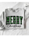 Plaid Merry Christmas Unisex Fleece Graphic Sweatshirt