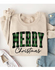 Plaid Merry Christmas Unisex Fleece Graphic Sweatshirt