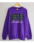 Plaid Merry Christmas Unisex Fleece Graphic Sweatshirt