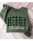 Plaid Merry Christmas Unisex Fleece Graphic Sweatshirt