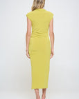 Renee C. Made in USA Sleeveless Ruched Dress with Slit