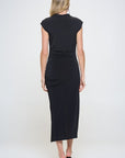 Renee C. Made in USA Sleeveless Ruched Dress with Slit