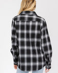 Boyfriend Fit Checker Plaid Flannel Long Sleeve