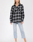 Boyfriend Fit Checker Plaid Flannel Long Sleeve