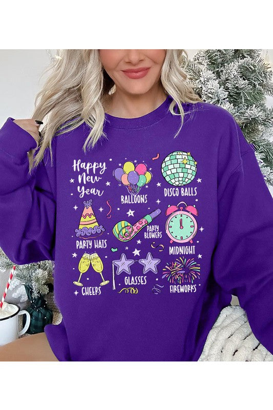 Happy 2024 Disco Ball Unisex Fleece Sweatshirt