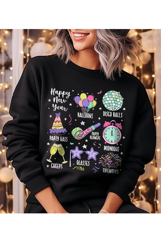 Happy 2024 Disco Ball Unisex Fleece Sweatshirt