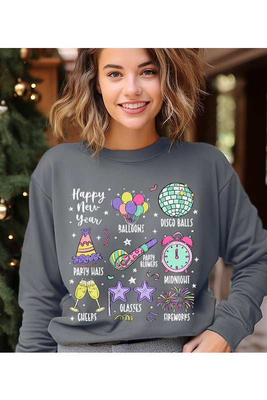 Happy 2024 Disco Ball Unisex Fleece Sweatshirt