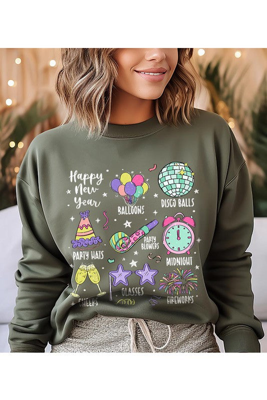 Happy 2024 Disco Ball Unisex Fleece Sweatshirt