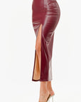 La Scala PU Pencil Skirt with Open Slit