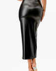 La Scala PU Pencil Skirt with Open Slit