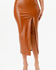 La Scala PU Pencil Skirt with Open Slit