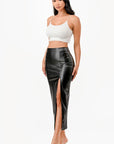 La Scala PU Pencil Skirt with Open Slit