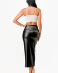 La Scala PU Pencil Skirt with Open Slit