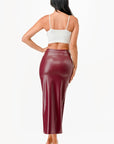 La Scala PU Pencil Skirt with Open Slit