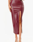 La Scala PU Pencil Skirt with Open Slit