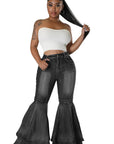 Sexy Fashion Style Denim Pants with Ruffled Flare by Claude