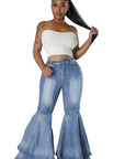 Sexy Fashion Style Denim Pants with Ruffled Flare by Claude