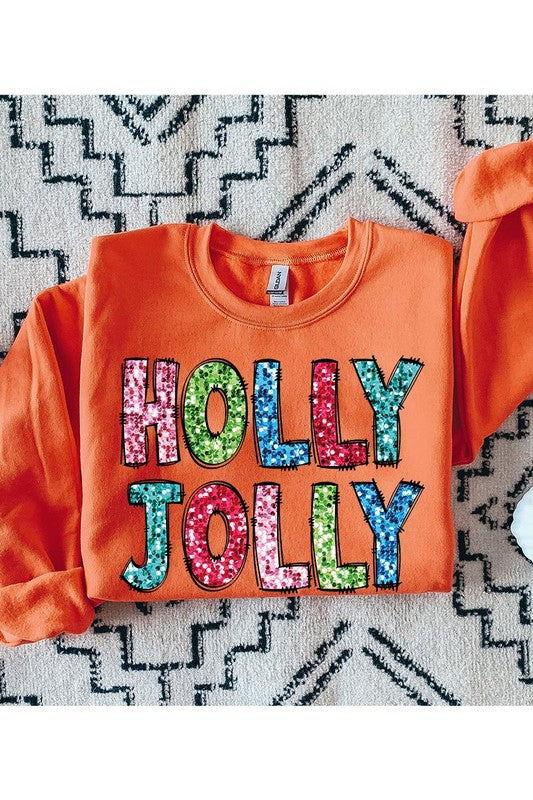 Holly Jolly Sequin Fleece Sweatshirt