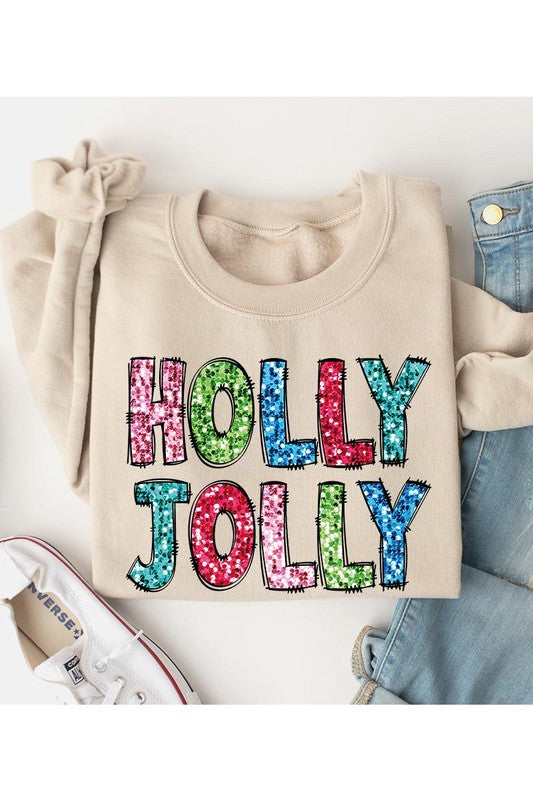 Holly Jolly Sequin Fleece Sweatshirt