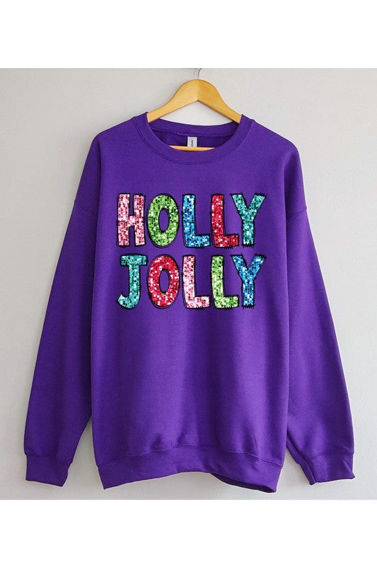 Holly Jolly Sequin Fleece Sweatshirt