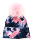 Tie Dyed Natural Raccoon Fur Pom Beanie