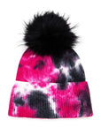 Tie Dyed Natural Raccoon Fur Pom Beanie