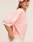 La Miel Crew Neck Stripe Short Sleeve Top