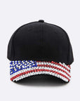 Rhinestone USA Flag Brim Baseball Cap