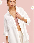 La Miel Soft Washed Crinkled Gauze Button Down Shirt