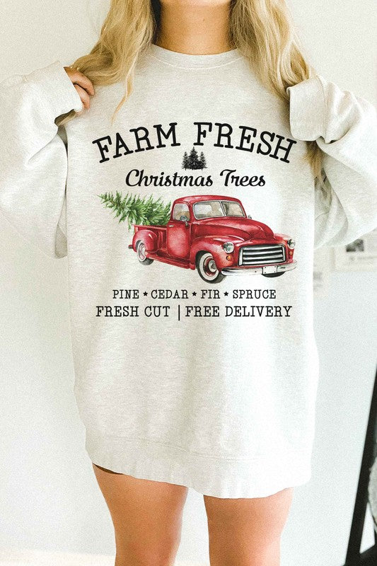 Farm Fresh Christmas Trees Oversized Sweatshirt