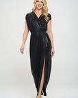 Renee C. Made in USA Sleeveless Metallic Maxi Dress