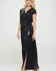 Renee C. Made in USA Sleeveless Metallic Maxi Dress