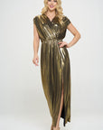 Renee C. Made in USA Sleeveless Metallic Maxi Dress