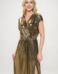 Renee C. Made in USA Sleeveless Metallic Maxi Dress