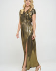 Renee C. Made in USA Sleeveless Metallic Maxi Dress