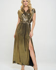 Renee C. Made in USA Sleeveless Metallic Maxi Dress