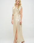 Renee C. Made in USA Sleeveless Metallic Maxi Dress