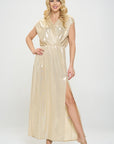 Renee C. Made in USA Sleeveless Metallic Maxi Dress