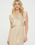 Renee C. Made in USA Sleeveless Metallic Maxi Dress