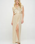 Renee C. Made in USA Sleeveless Metallic Maxi Dress