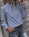 Miss Sparkling | Polka Dot Print Lantern Sleeve Blouse